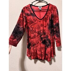 Sienna Grace Y2K Whimsigoth Red Tie-Dye Vampire Tunic Top Goth Grunge size M